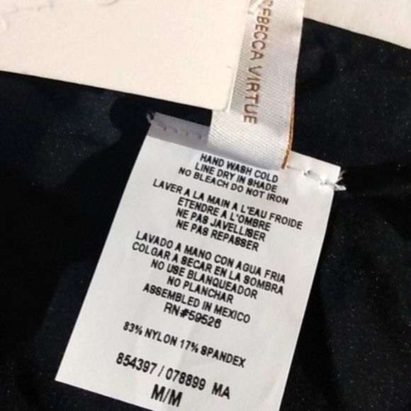 REBECCA VIRTUE BLACK RUCHED HIPSTER BIKINI BOTTOMS NWT SIZE MEDIUM - Picture 8 of 12